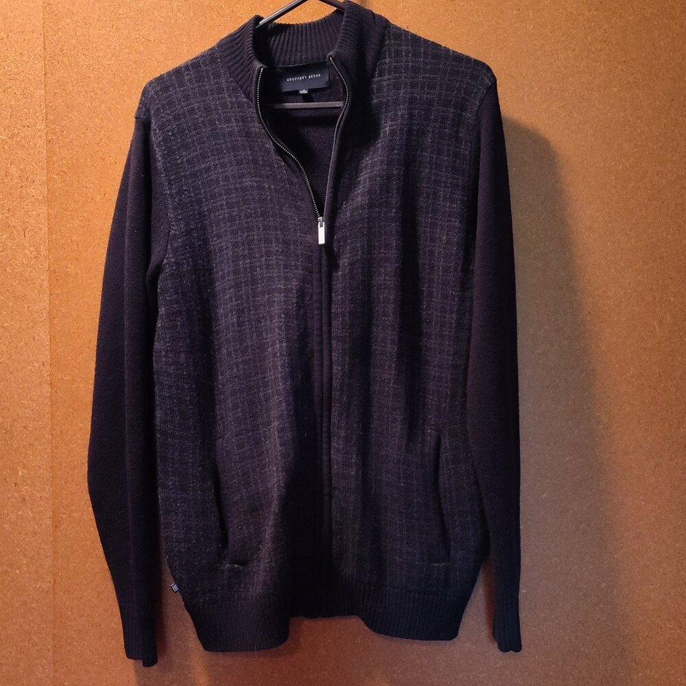 Black Long Sleeve Cardigan Sweatshirt Zippered With Pockets